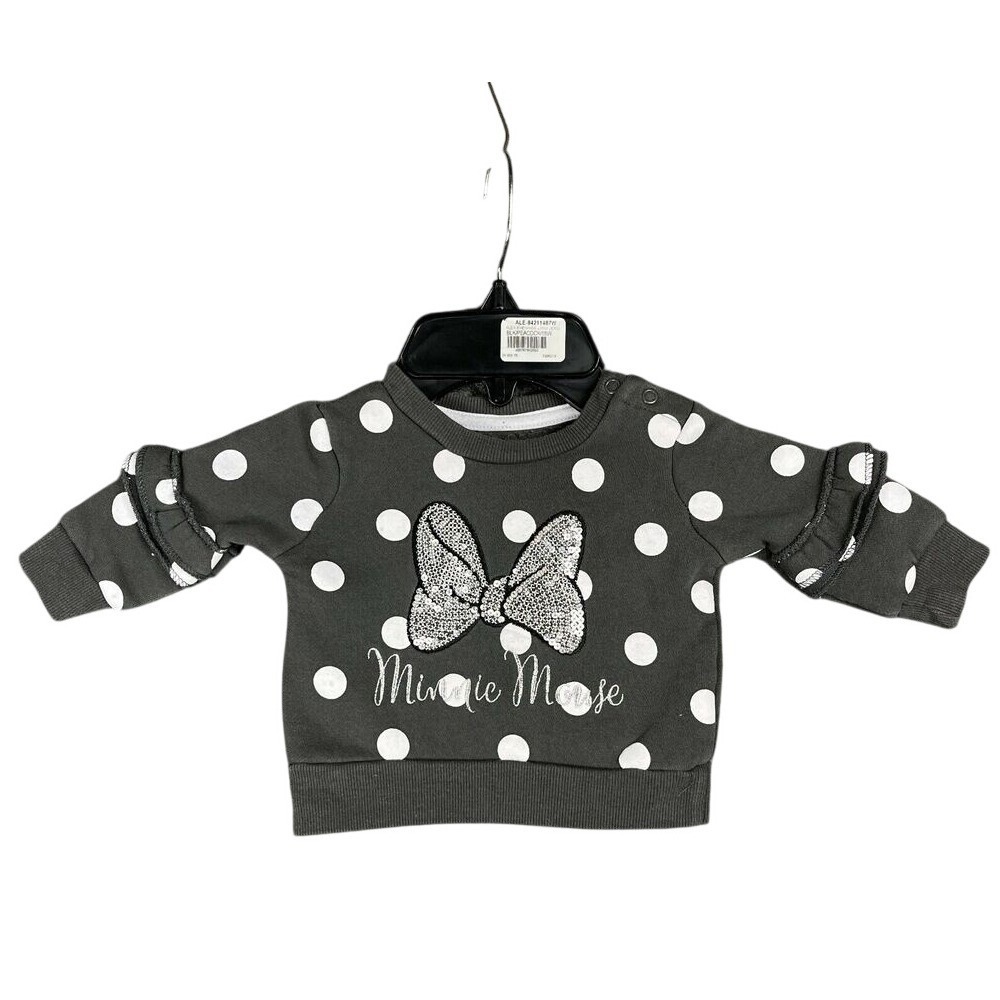 Minnie Mouse Sweatshirt Baby 3/6M Child‎ Sequin Bow Polka Dot Disney Primark
